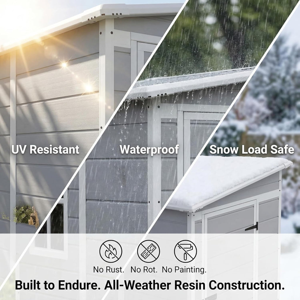5 x 4 FT Plastic Outdoor Storage Shed with Floor F4272