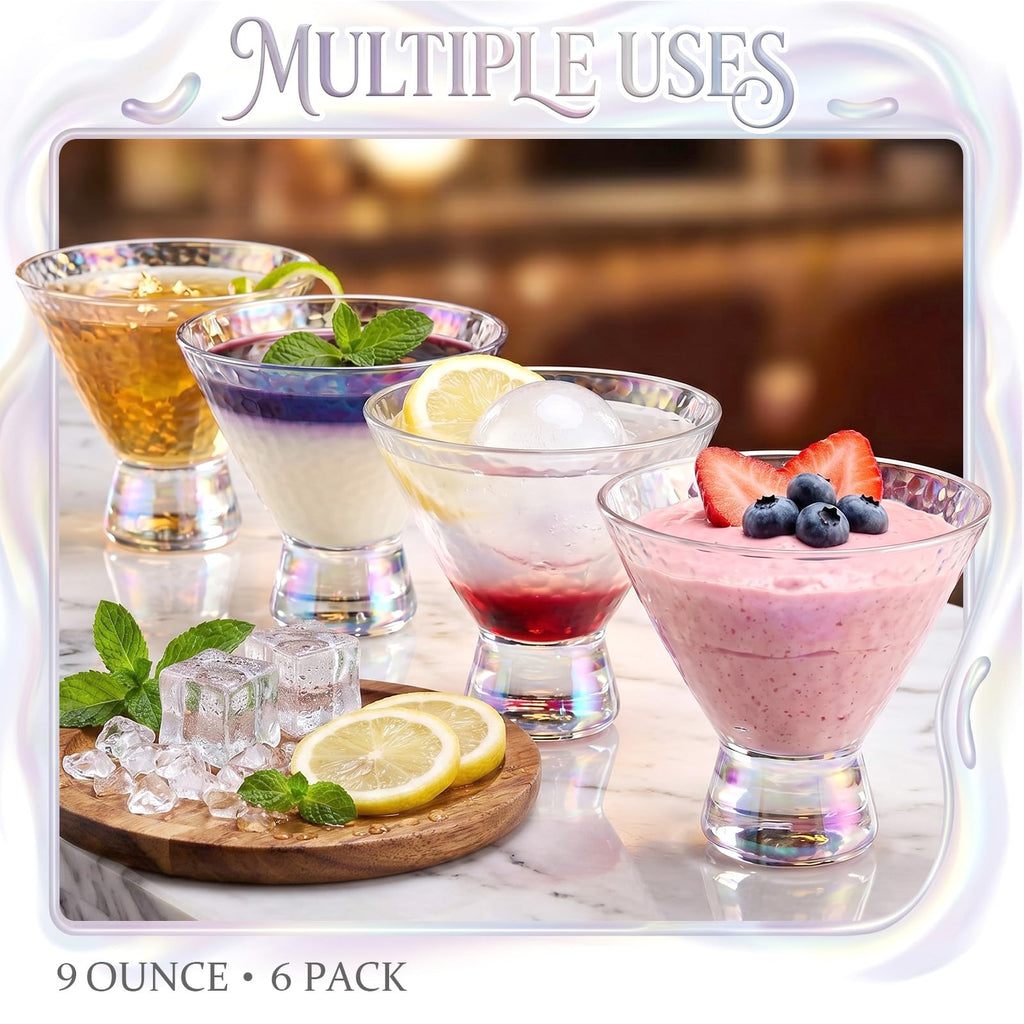 Set of 6 Stemless Martini Glasses 9oz Multicolor C94386