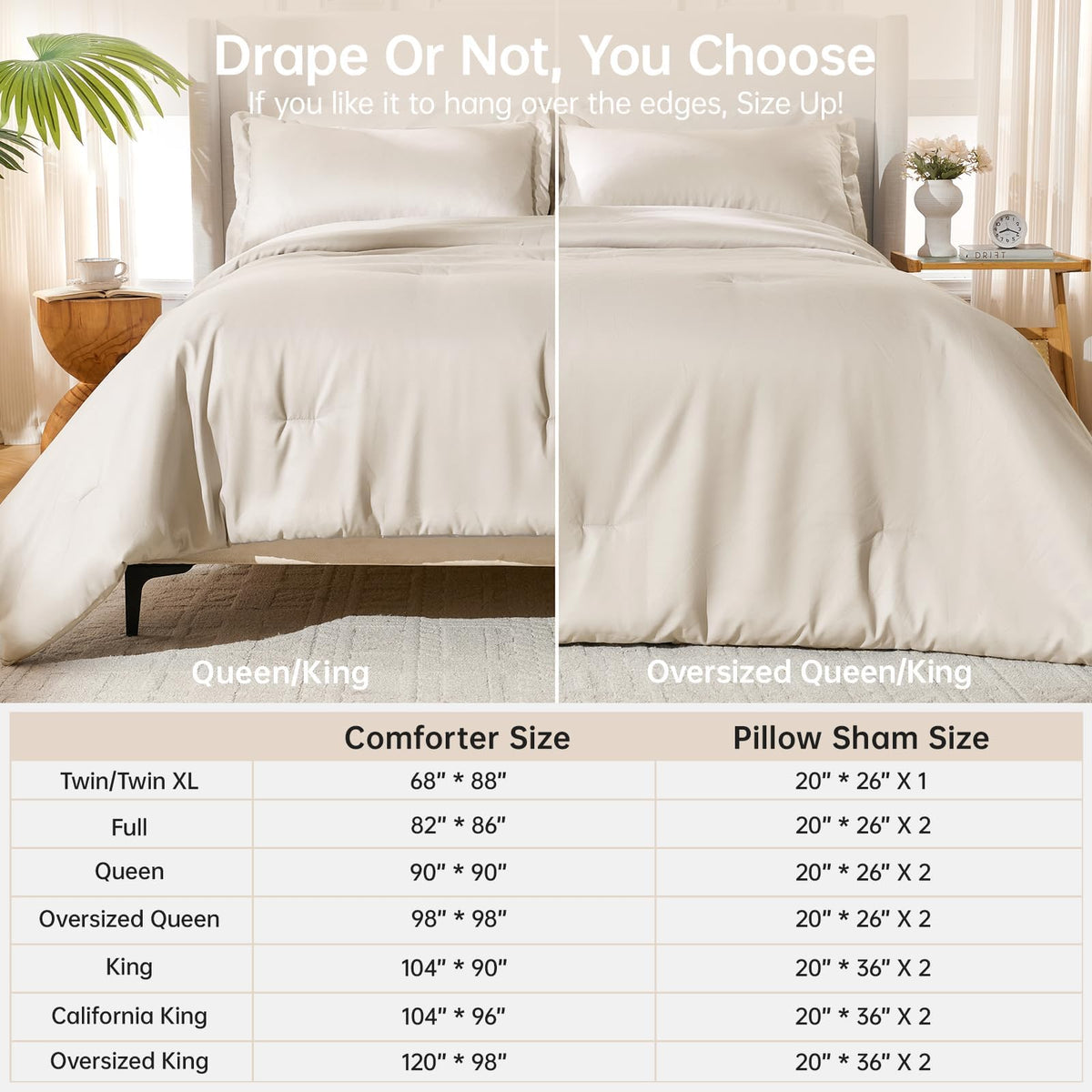 Beige King Size 3 Piece Comforter Set O735