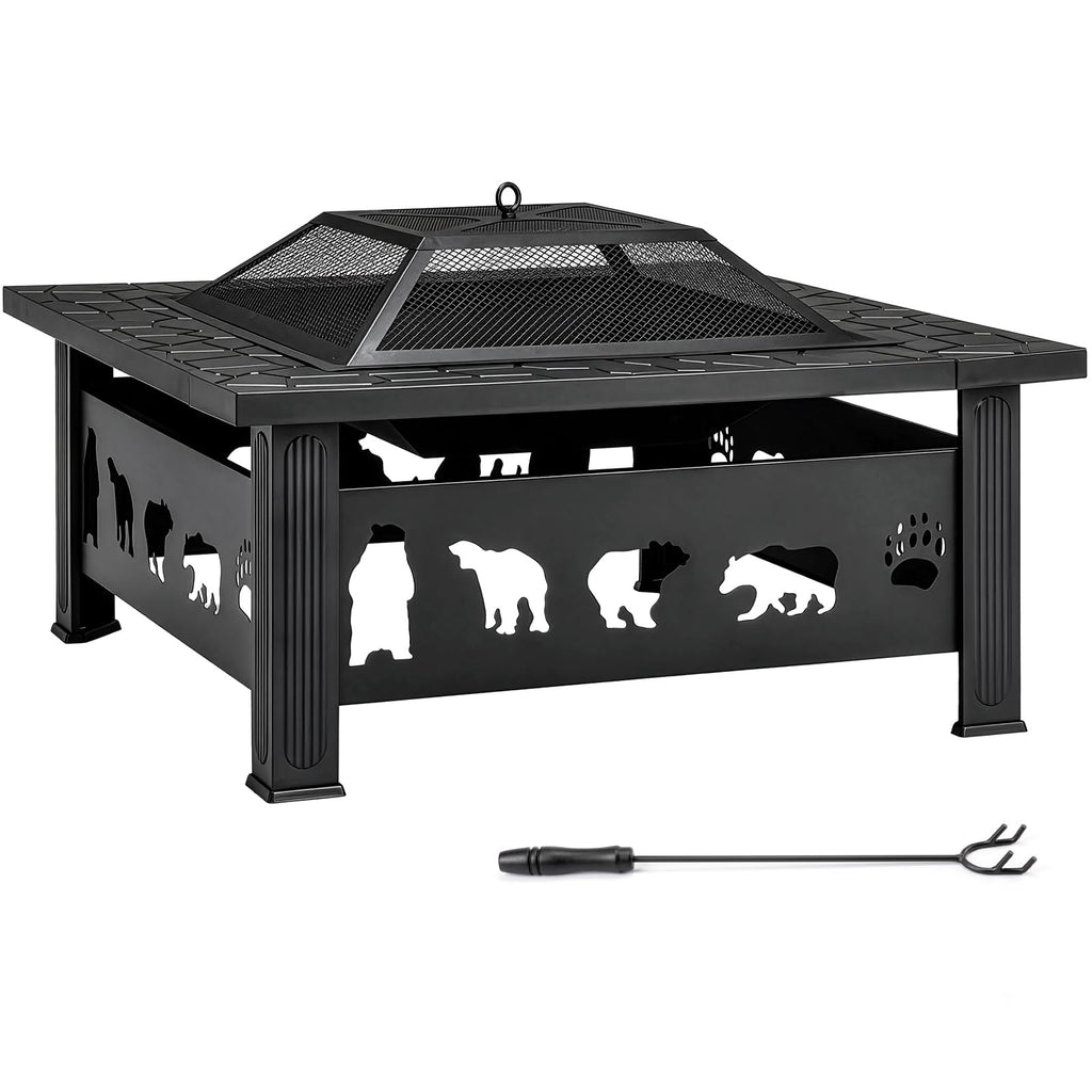 32 Inch Square Wood Burning Fire Pit Table Q5325