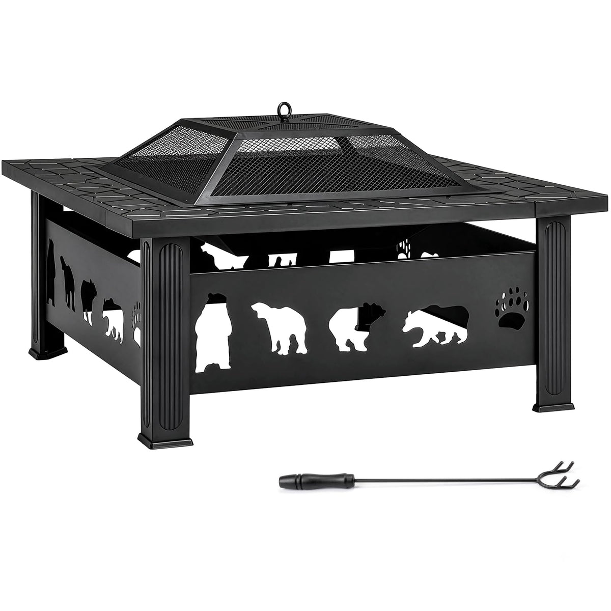 32 Inch Square Wood Burning Fire Pit Table Q5325