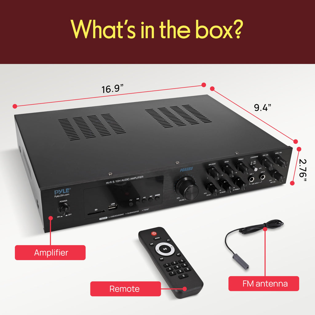 5.1 Channel Home Entertainment Amplifier with Dual Mic Inputs M552