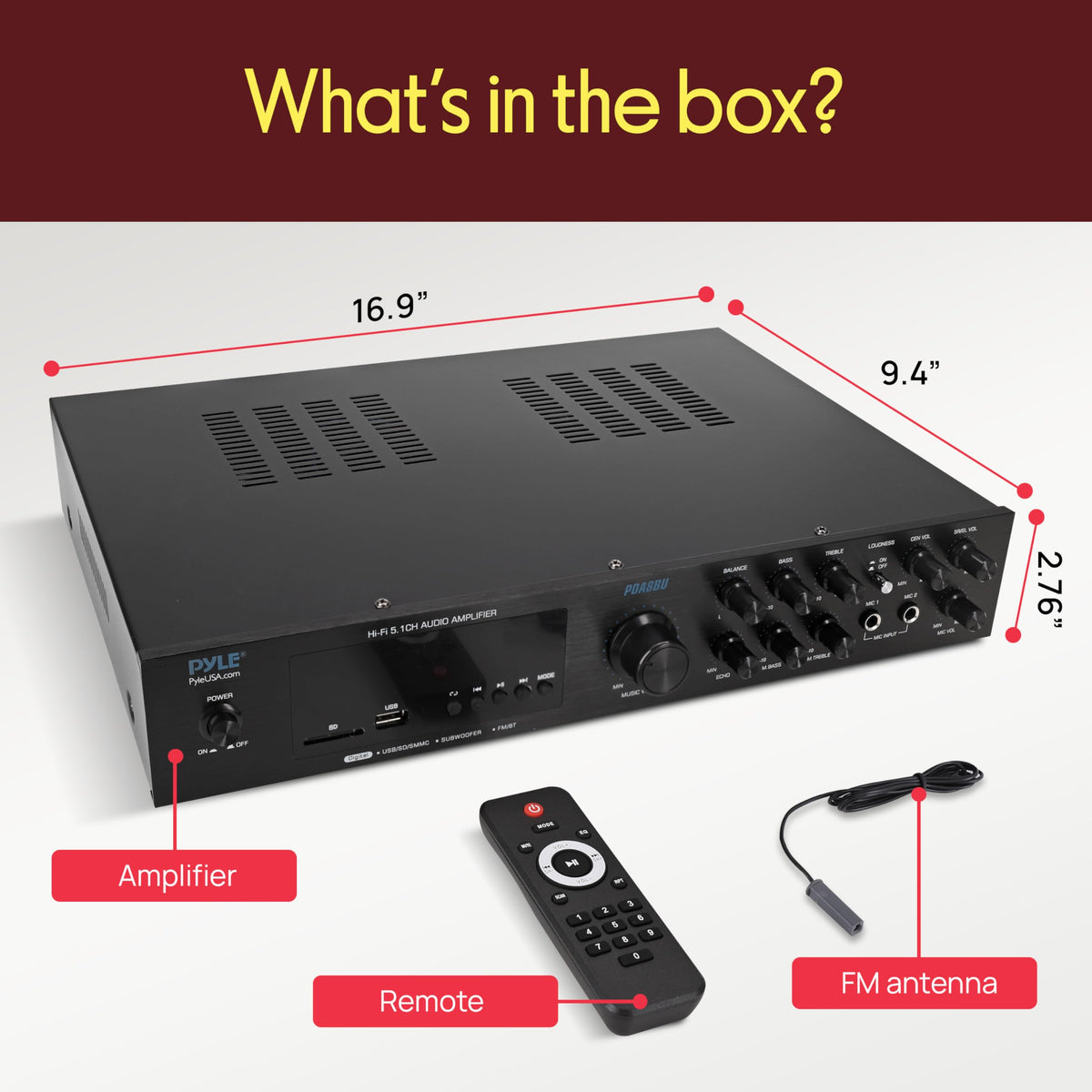 5.1 Channel Home Entertainment Amplifier with Dual Mic Inputs M552