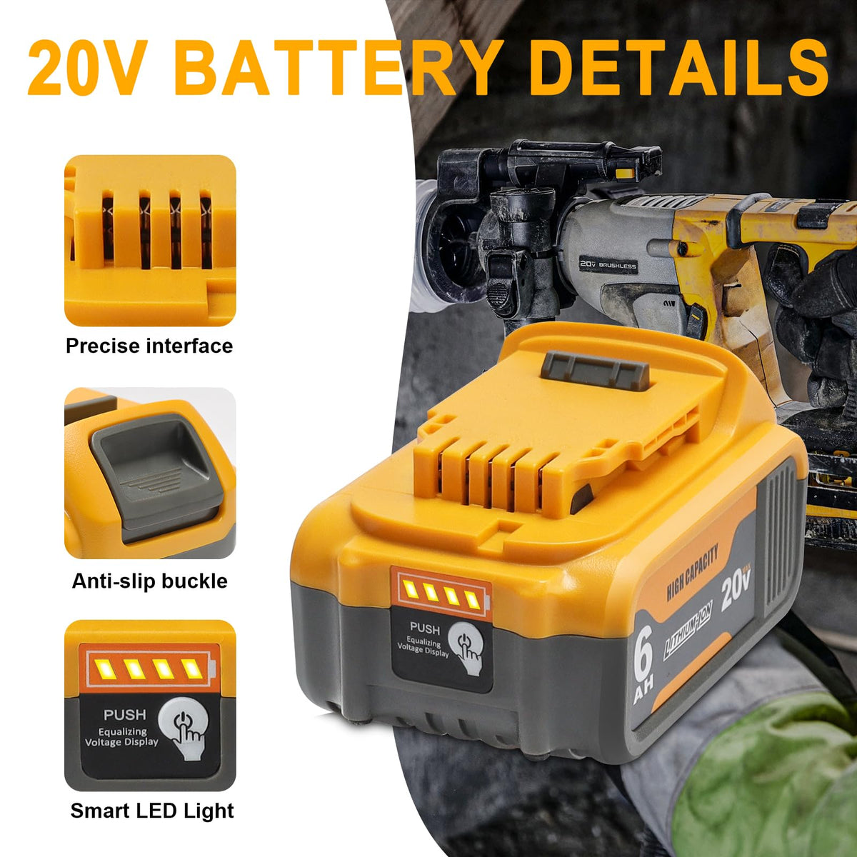 2 Pack 20V 6Ah Replacement Battery L9176