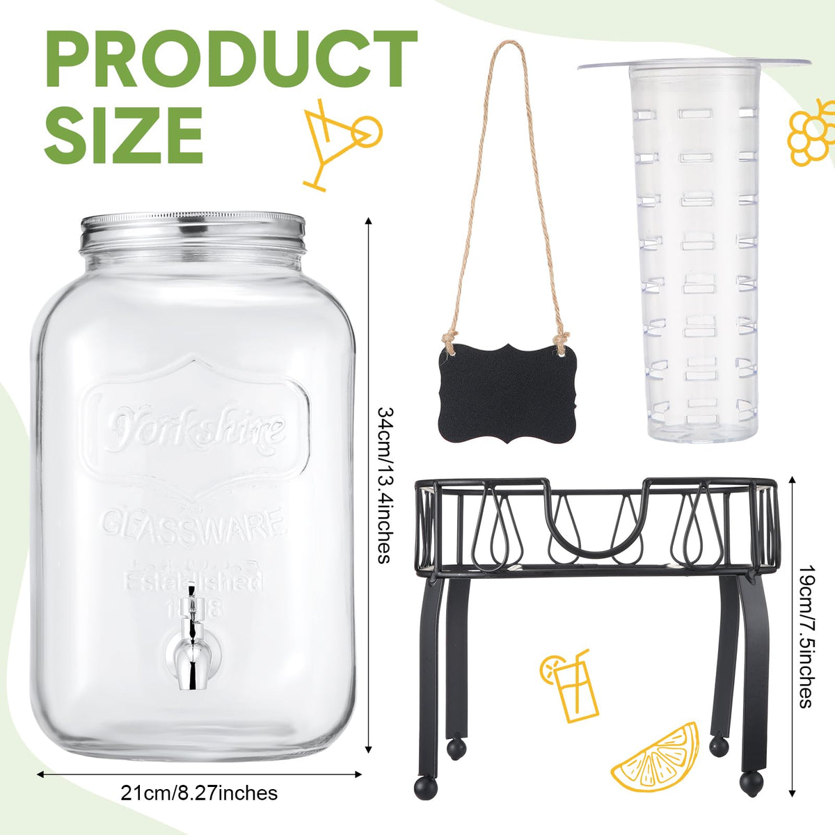 3 Gallon Glass Beverage Dispenser with Stand X9658