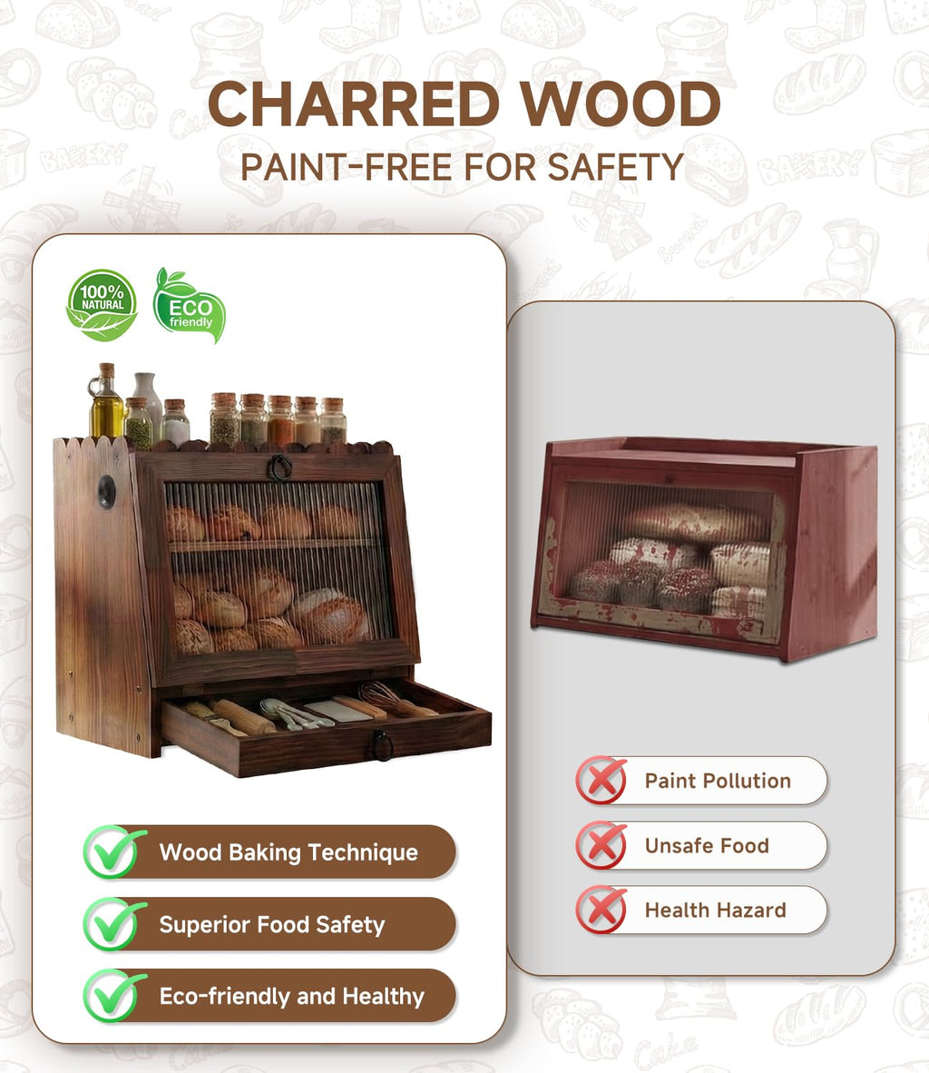 Wooden Double Layer Bread Box T96300