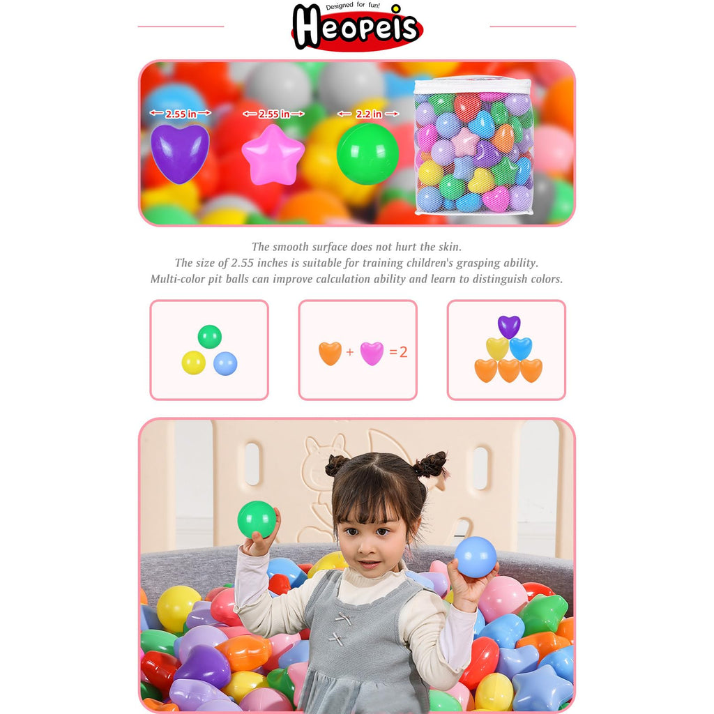Pack of 100 200 500 BPA Free Non-Toxic Crush Proof Play Balls B4346