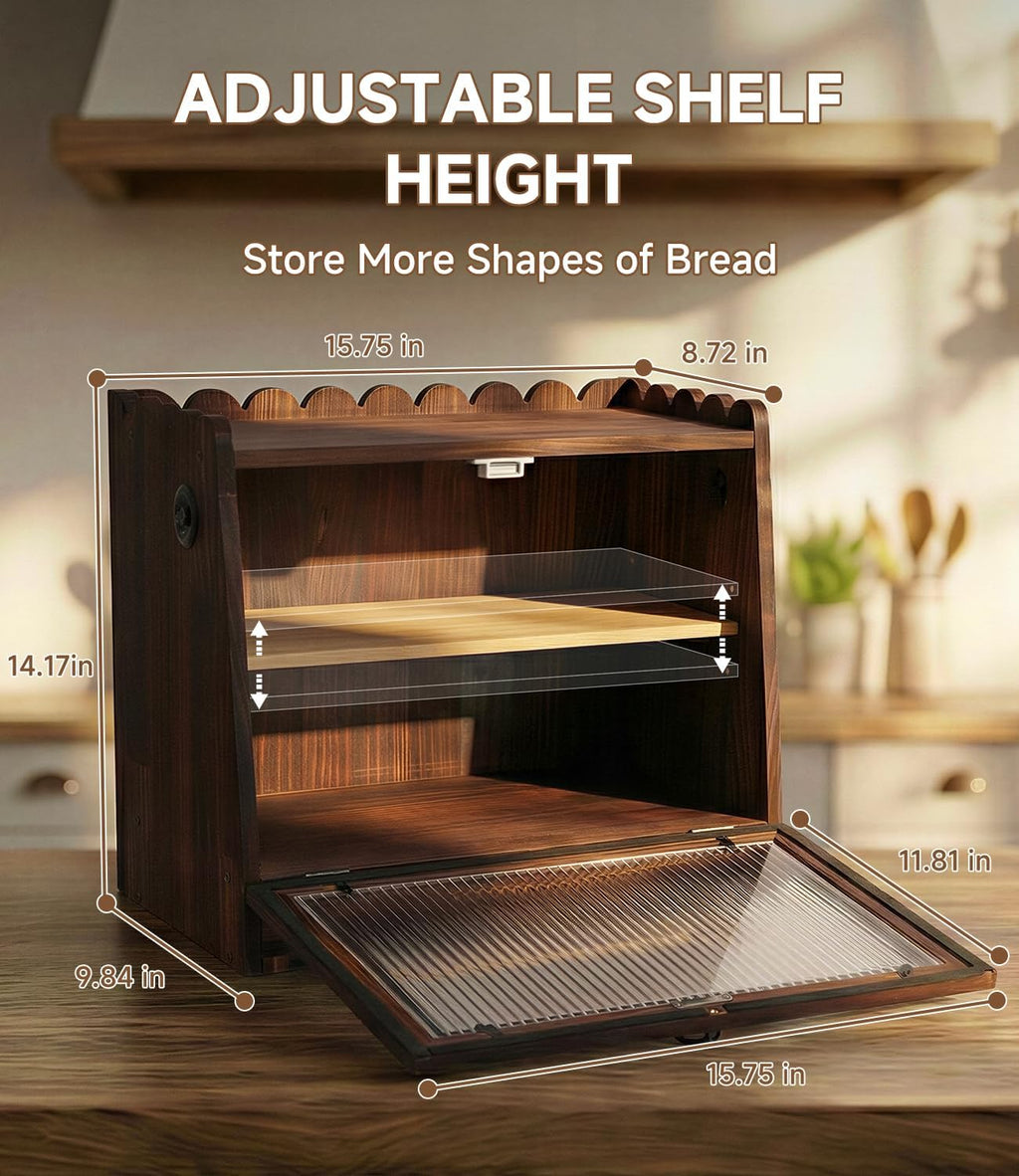 Wooden Double Layer Bread Box T96300