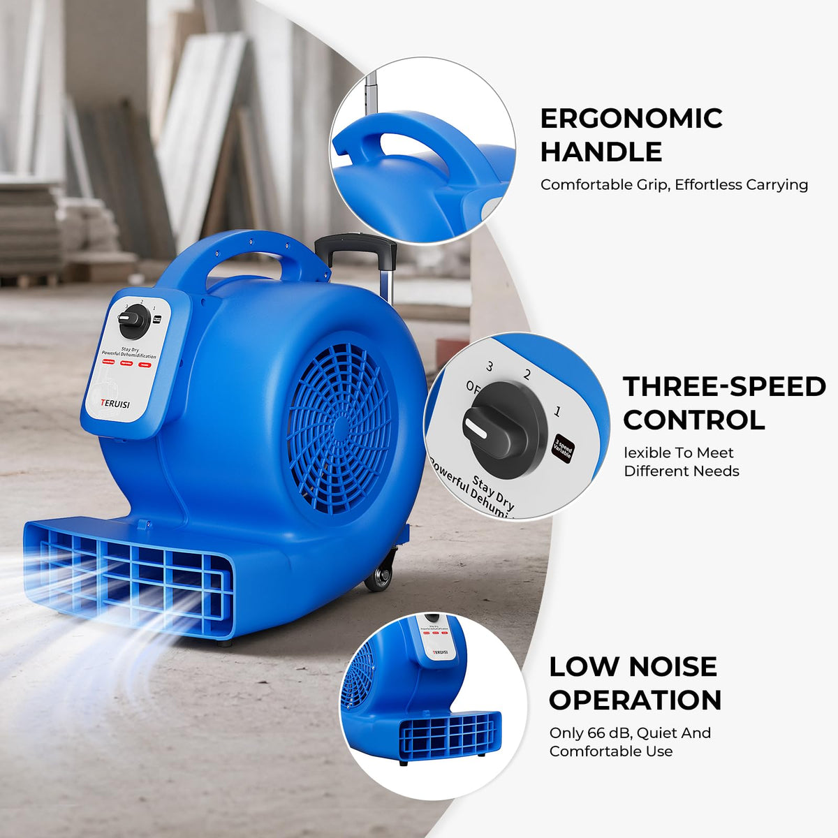 1/2 HP 1800 CFM 3 Speed Air Mover Blower Fan M880
