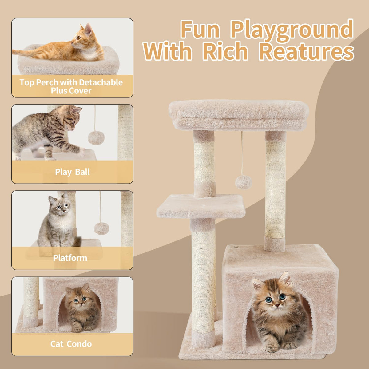 Cat Tree with Sisal Scratching Posts K372382