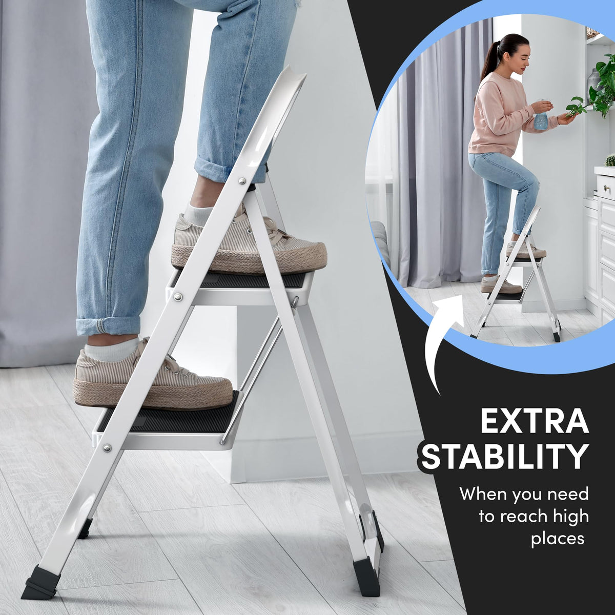 2-Step Folding Steel Ladder with Anti-Slip Platform Y48592