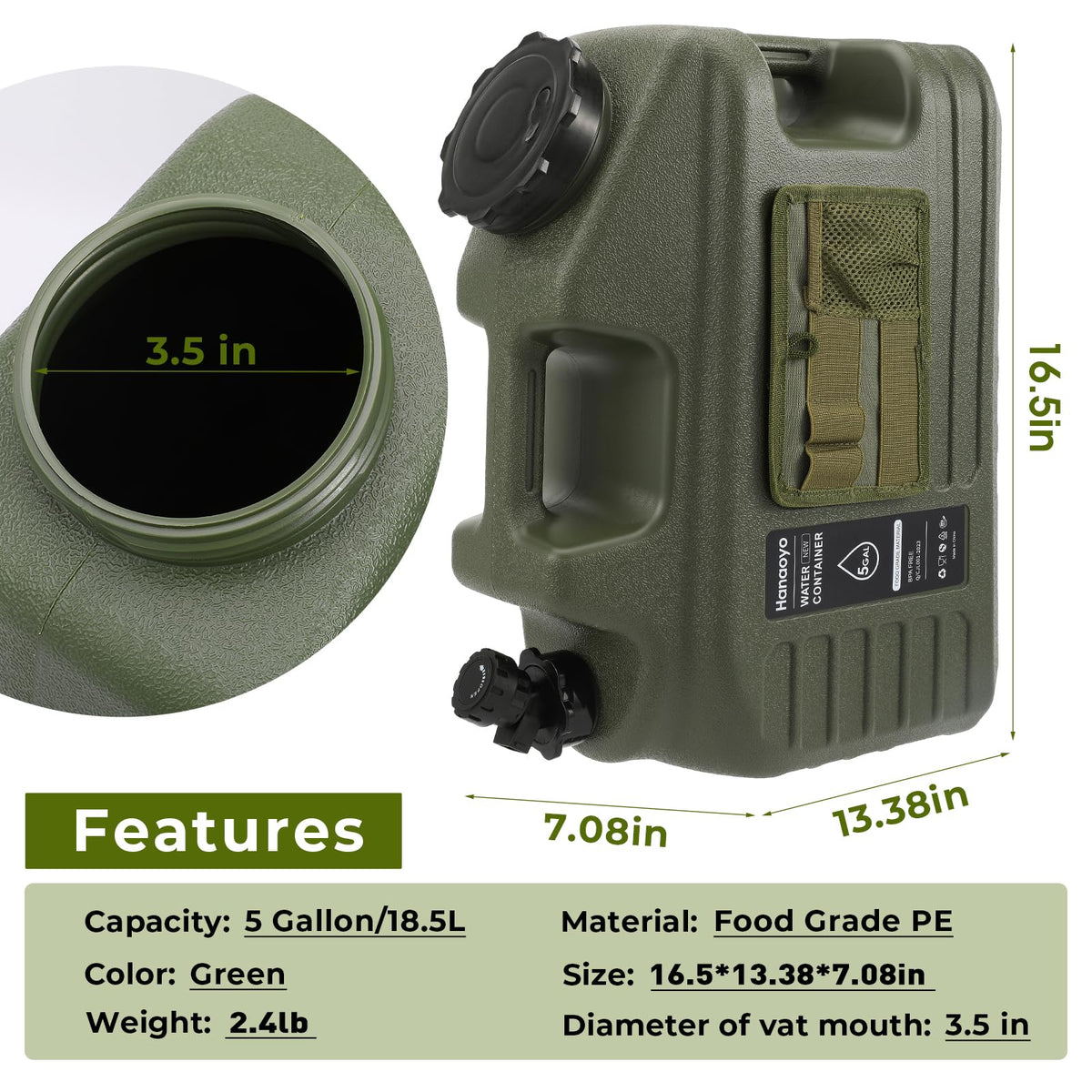 5 Gallon BPA Free Water Container with Spigot K110326