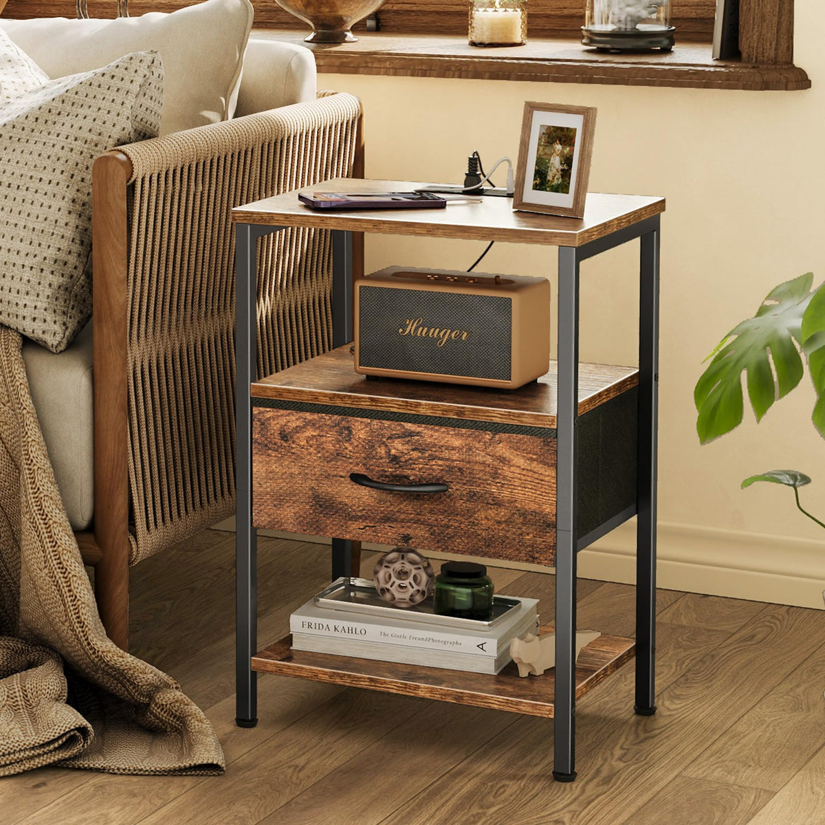 3-Tier Nightstand with Charging Station S7706