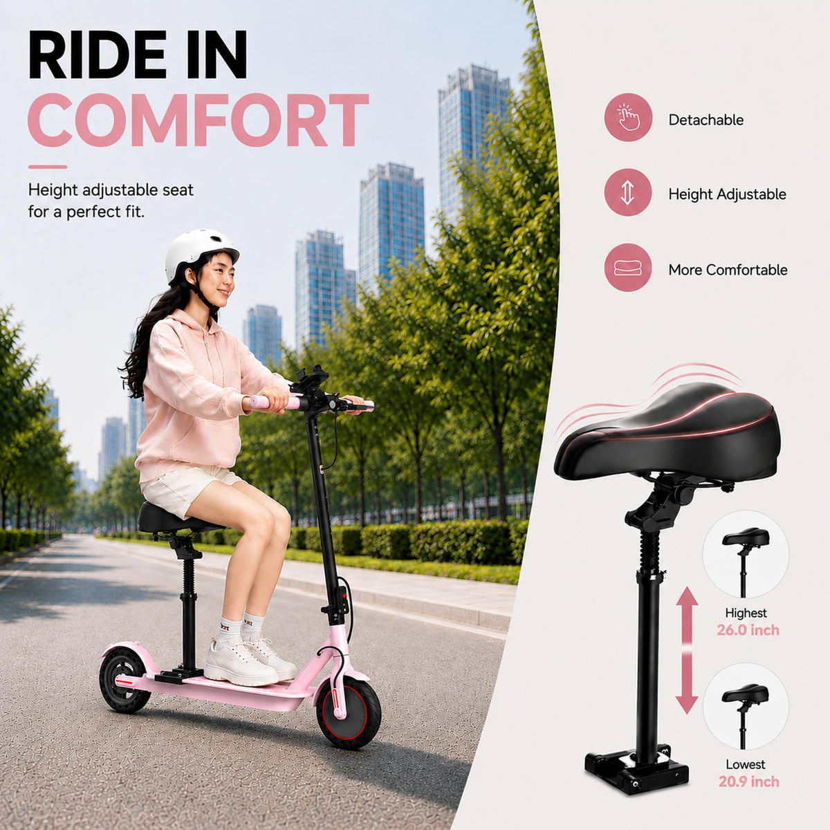 350W/500W Electric Scooter with Seat, Dual Suspension U7916