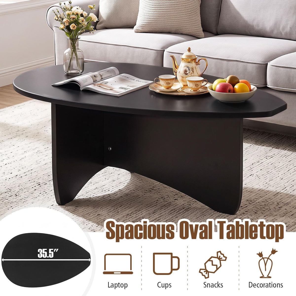 Oval Coffee Table Black G34111