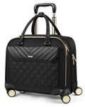 Rolling Laptop Bag for Women, 45L Wheeled Briefcase with USB Type-C Ports, Black Gold A528