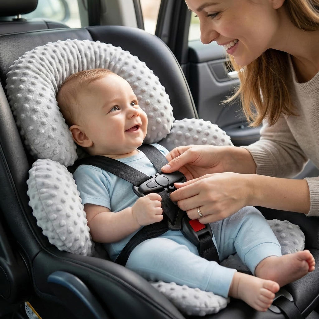 Infant Car Seat Head Neck Body Support, Ultra-Soft Minky Microfiber, 2-in-1 Reversible, Gray H19010