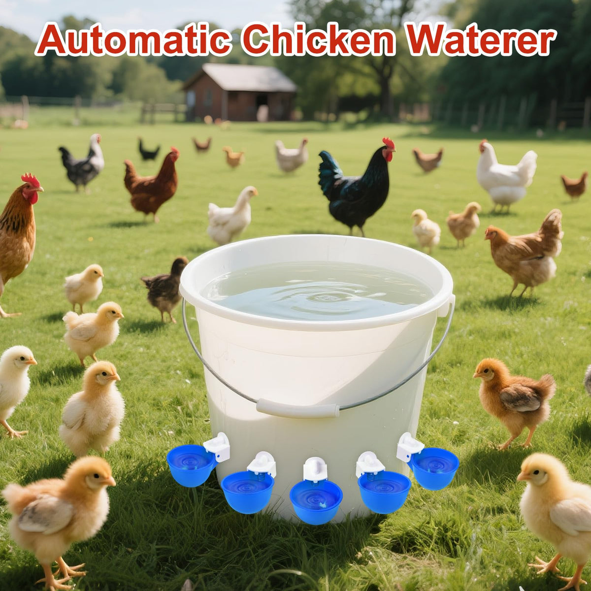 8 Pack Blue Automatic Chicken Waterer Cups D2160