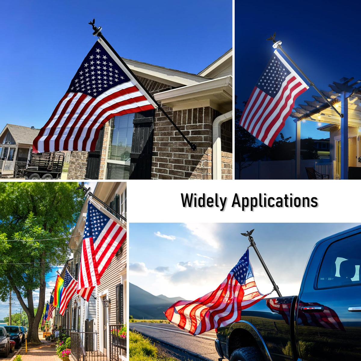 7FT Stainless Steel Flag Pole Kit with Solar Light and Adjustable Bracket J631
