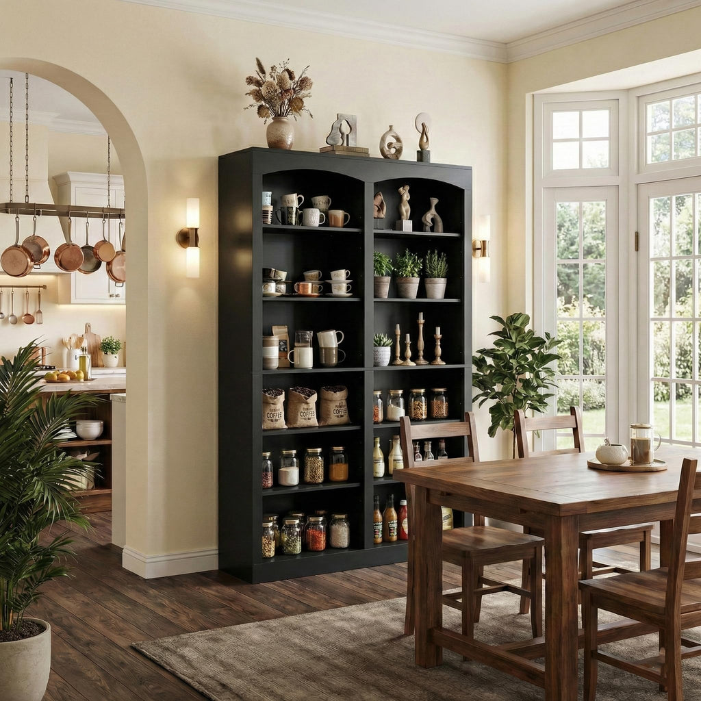 71" Tall Black 12-Tier Wood Bookcase J68131