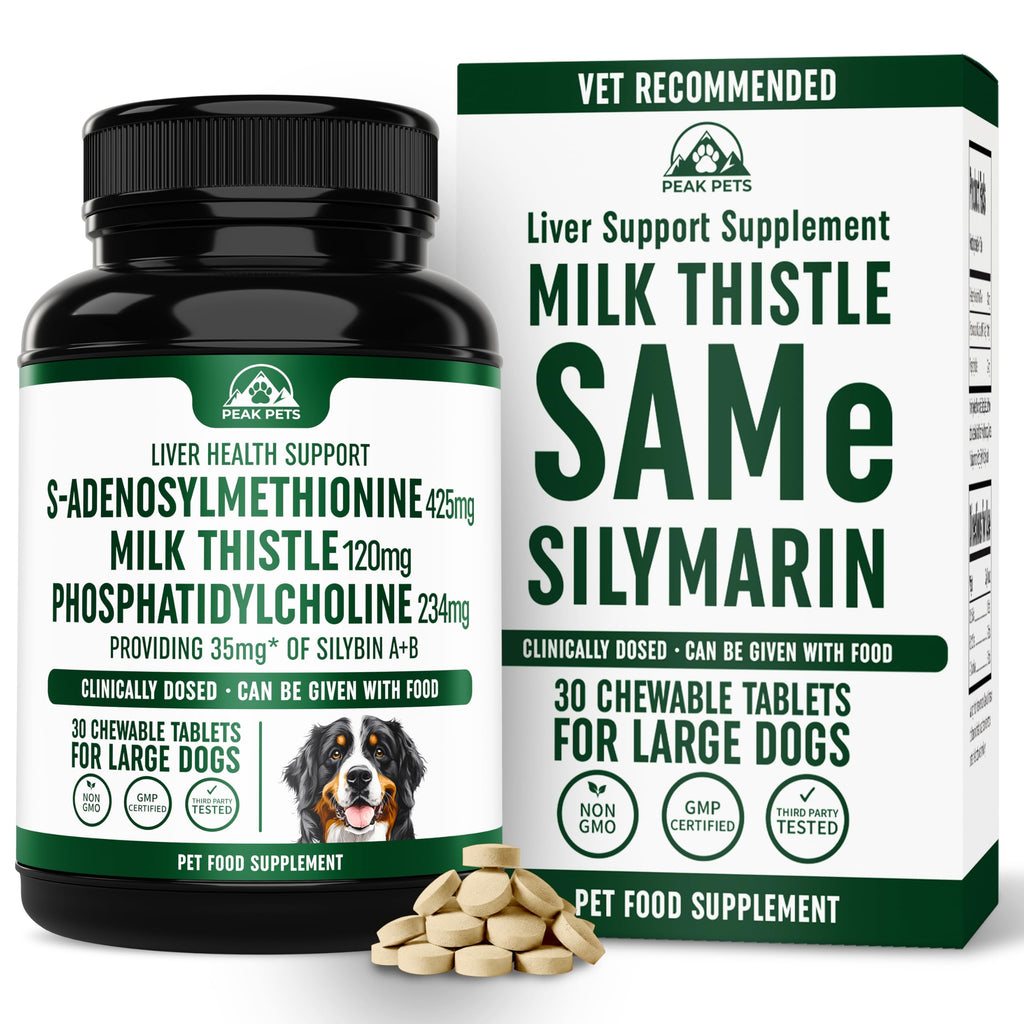 Liver Support Supplement for Large Dogs with Milk Thistle - 30 Chewable Tablets U183