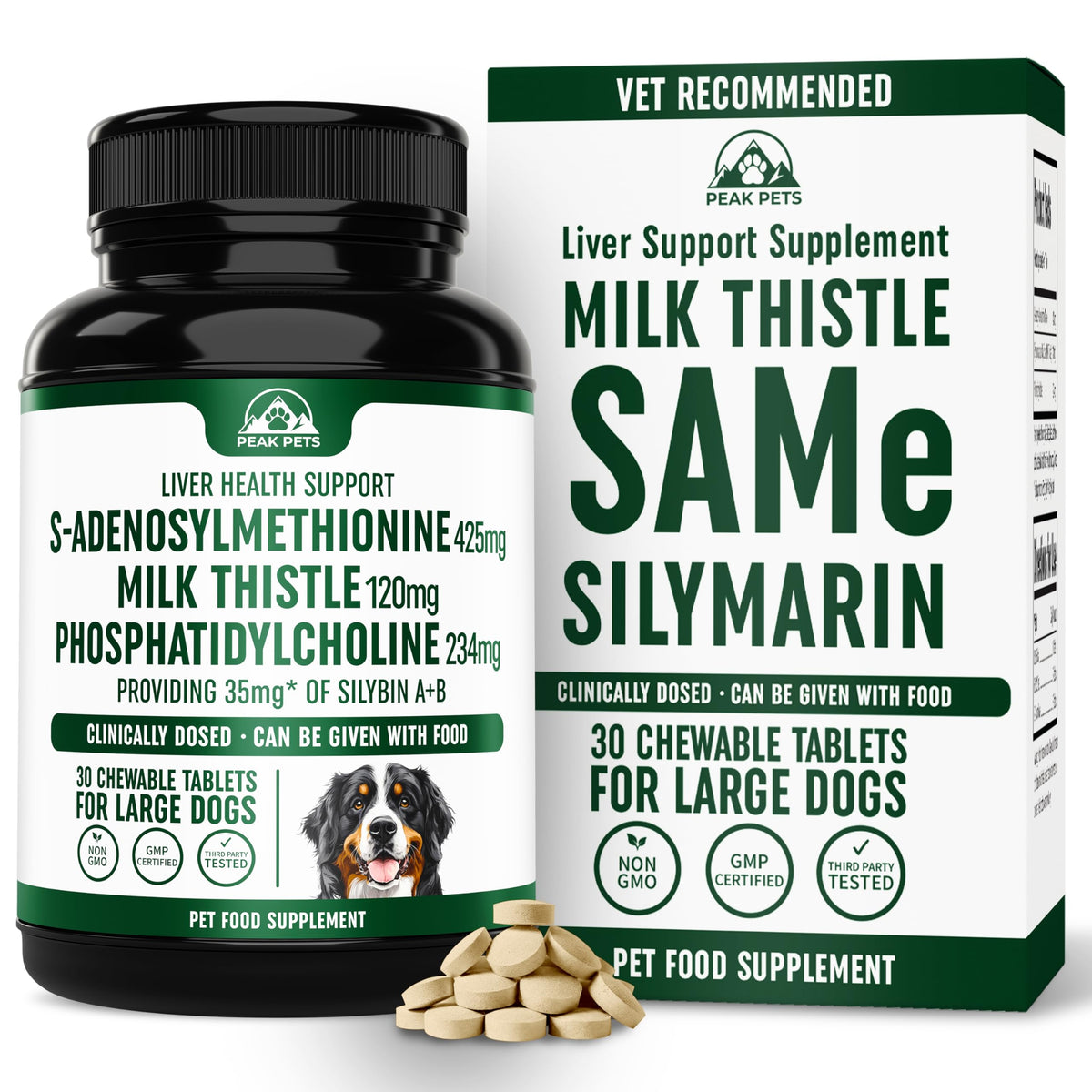 Liver Support Supplement for Large Dogs with Milk Thistle - 30 Chewable Tablets U183