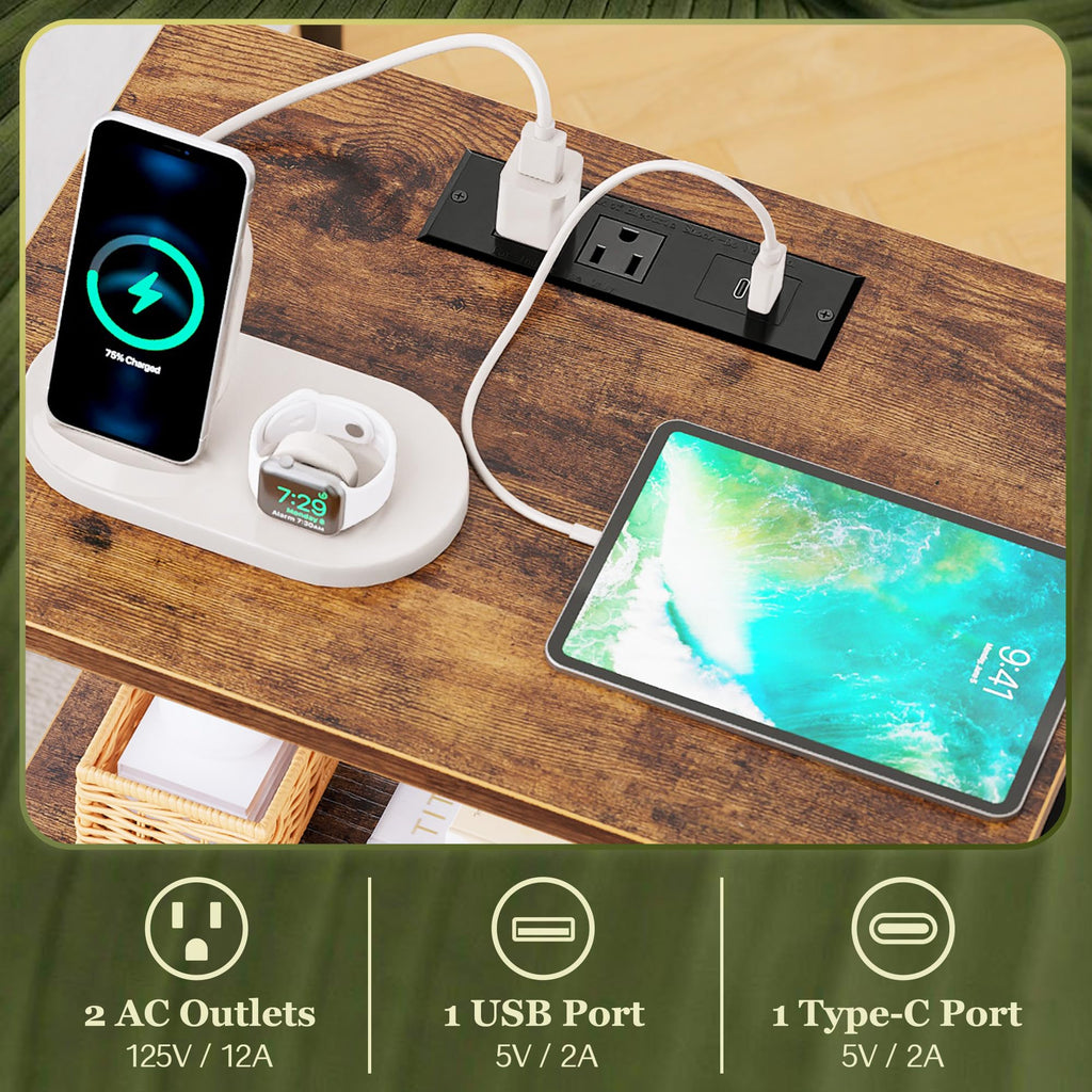 3-Tier Nightstand with Charging Station S7706