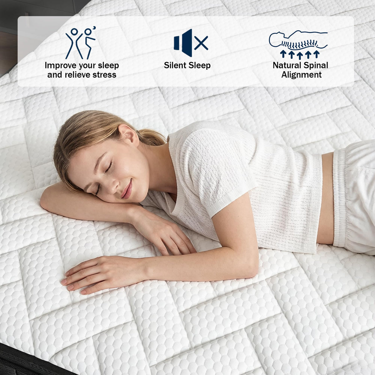 Queen 12 Inch Memory Foam Hybrid Pocket Spring Medium Firm Mattress Y877