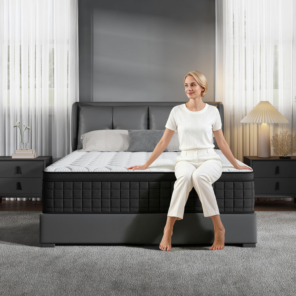 Queen 12 Inch Memory Foam Hybrid Pocket Spring Medium Firm Mattress Y877