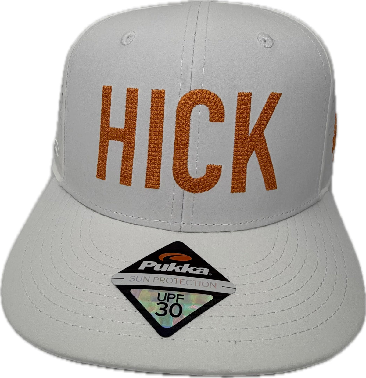 White Snapback Cap with Orange Embroidery B4655