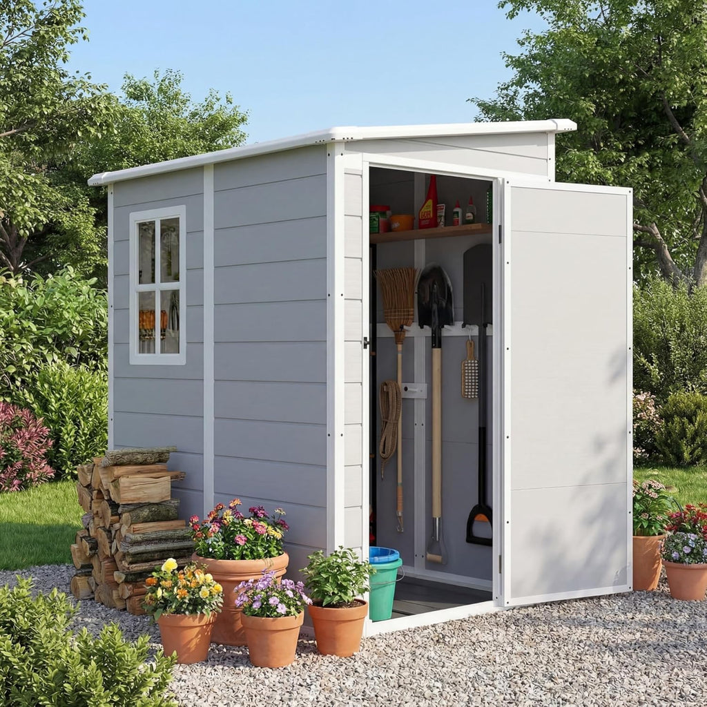5 x 4 FT Plastic Outdoor Storage Shed with Floor F4272
