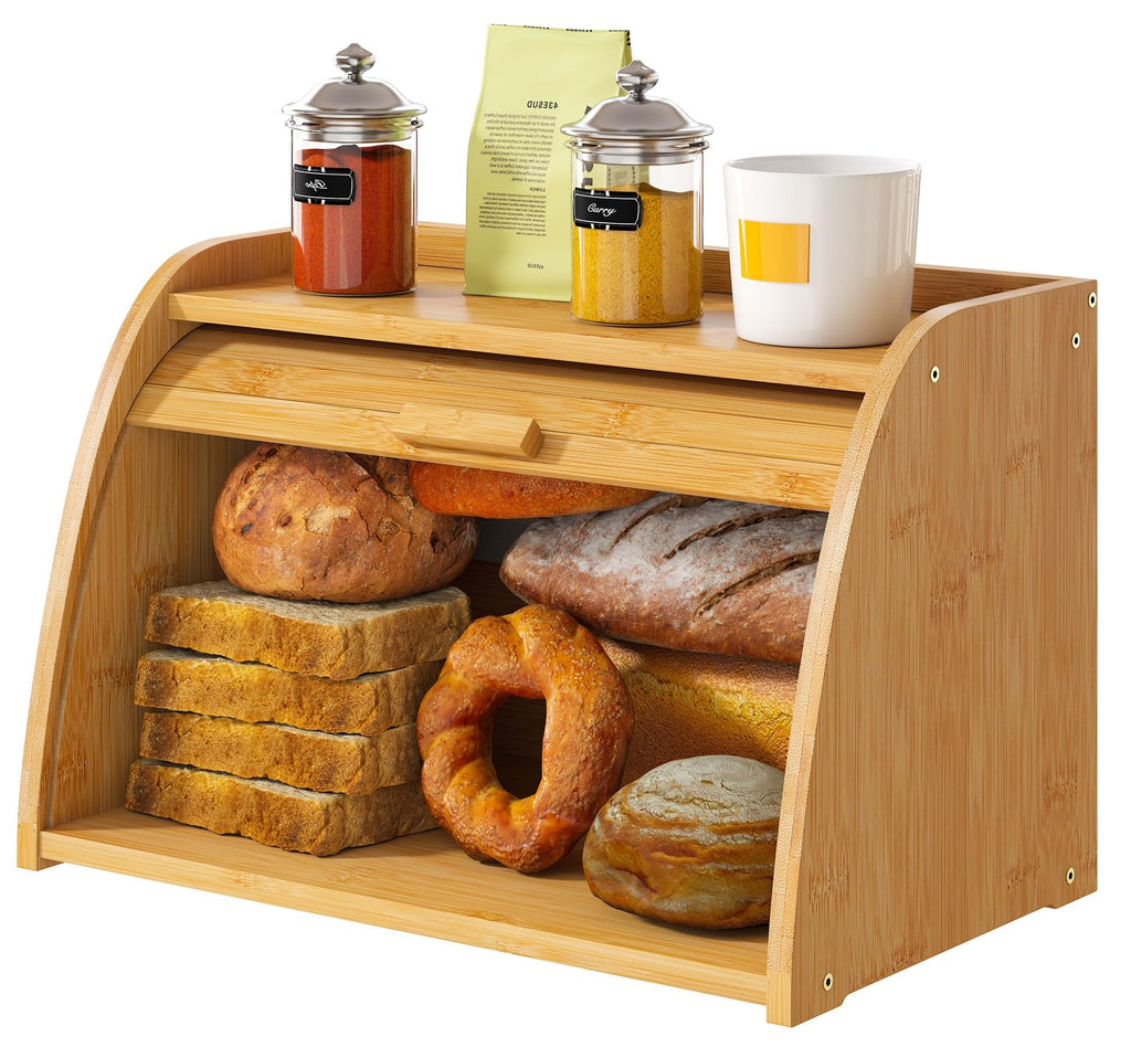 Large Bamboo Wood Bread Box F2235