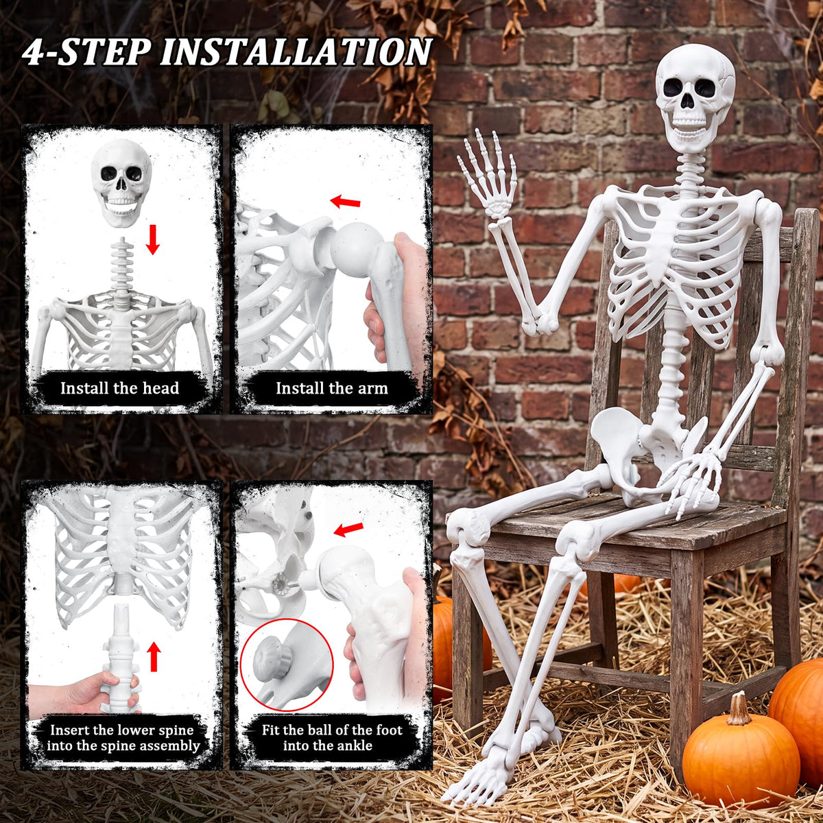 Halloween Life Size Human Skeleton with Posable Joint T9113