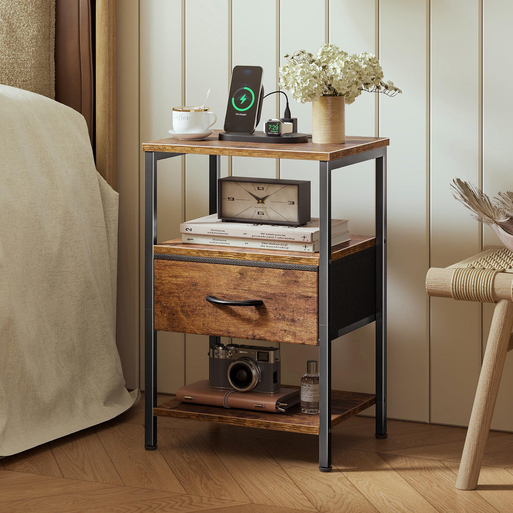 3-Tier Nightstand with Charging Station S7706