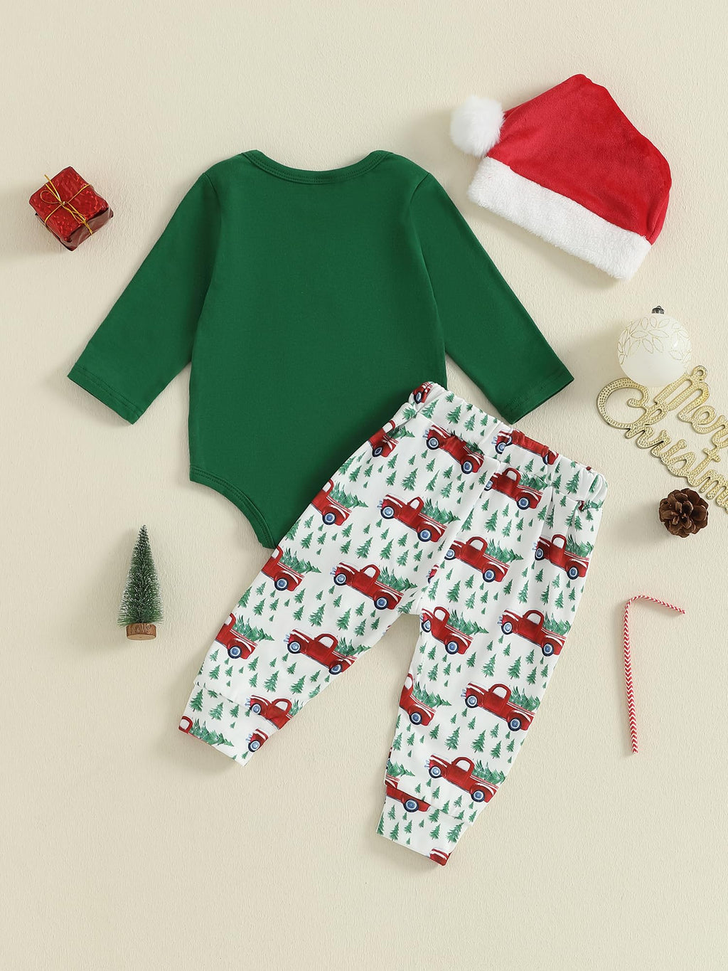 Christmas Baby Boy Outfit Newborn Romper Pant Headband H579
