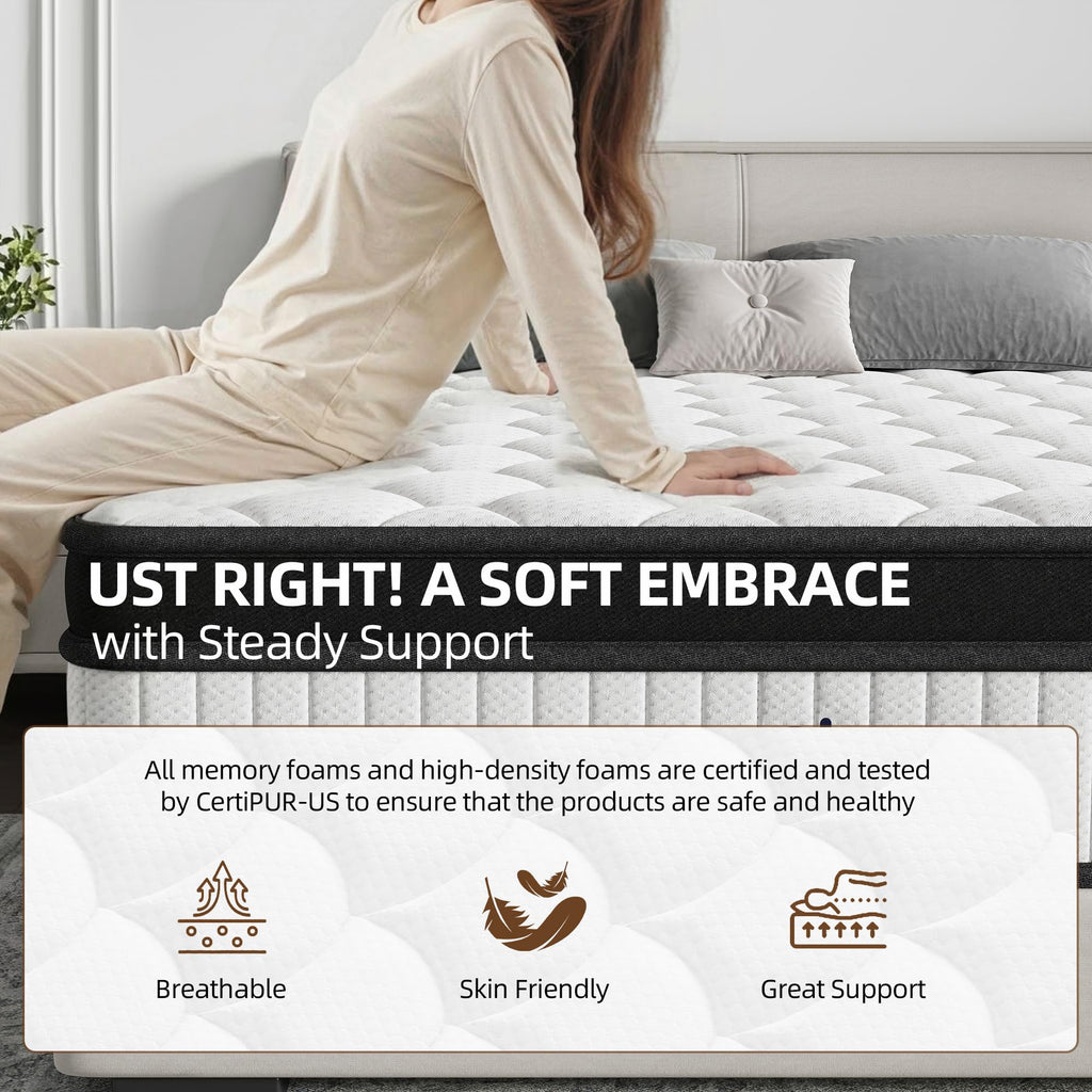 Full Size 12 Inch Hybrid Medium Firm Memory Foam Mattress P794321