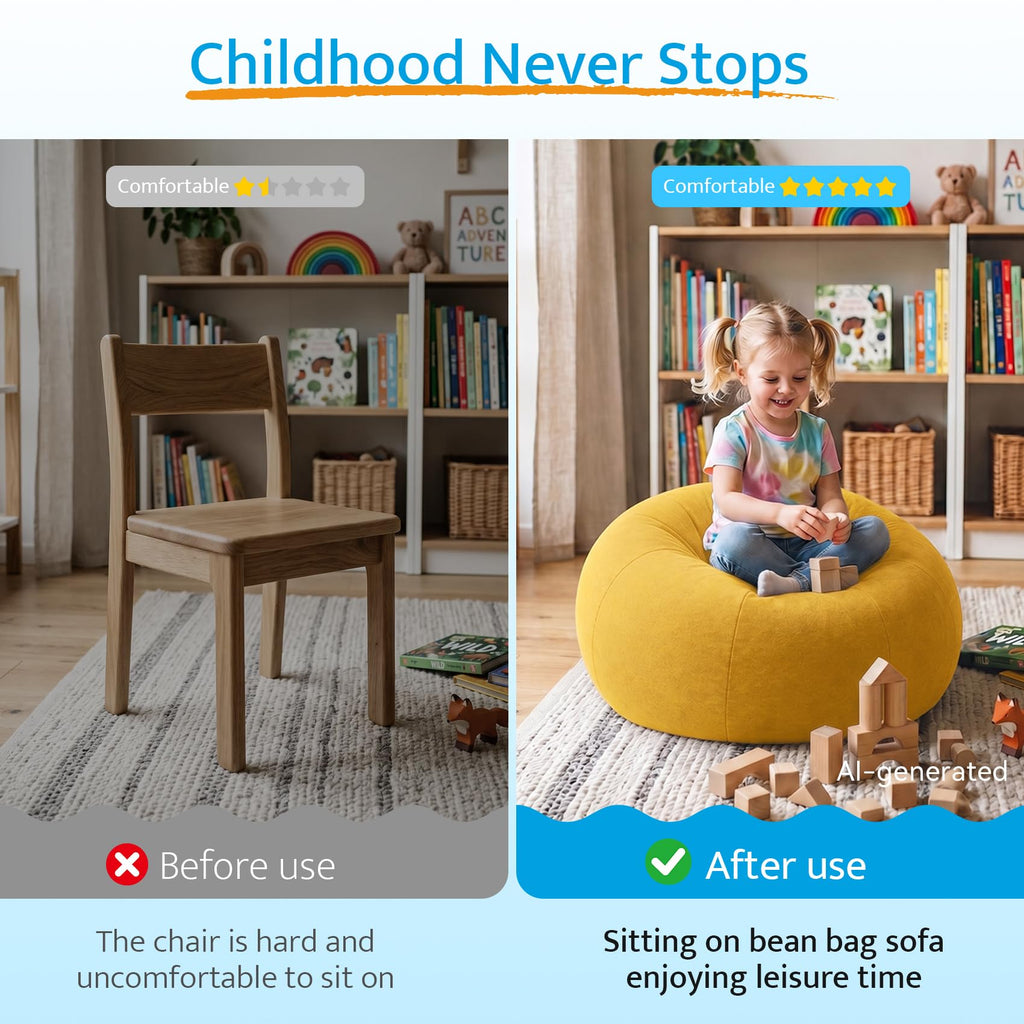Kids Bean Bag Chair with Armrests N729