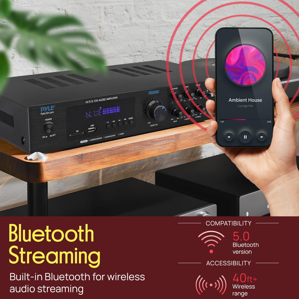 5.1 Channel Home Entertainment Amplifier with Dual Mic Inputs M552