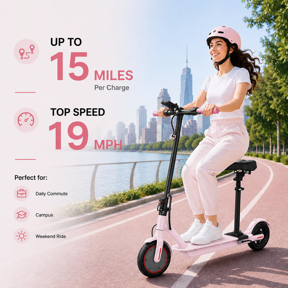 350W/500W Electric Scooter with Seat, Dual Suspension U7916