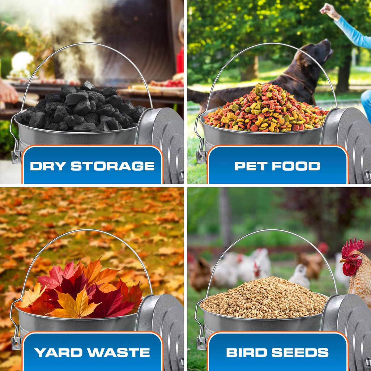 6 Gallon Metal Bird Seed Storage Can with Locking Lid W90158