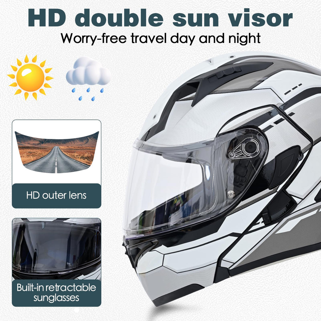 DOT Approved Flip Up Full Face Modular Motorcycle Helmet with Dual Visor O80219