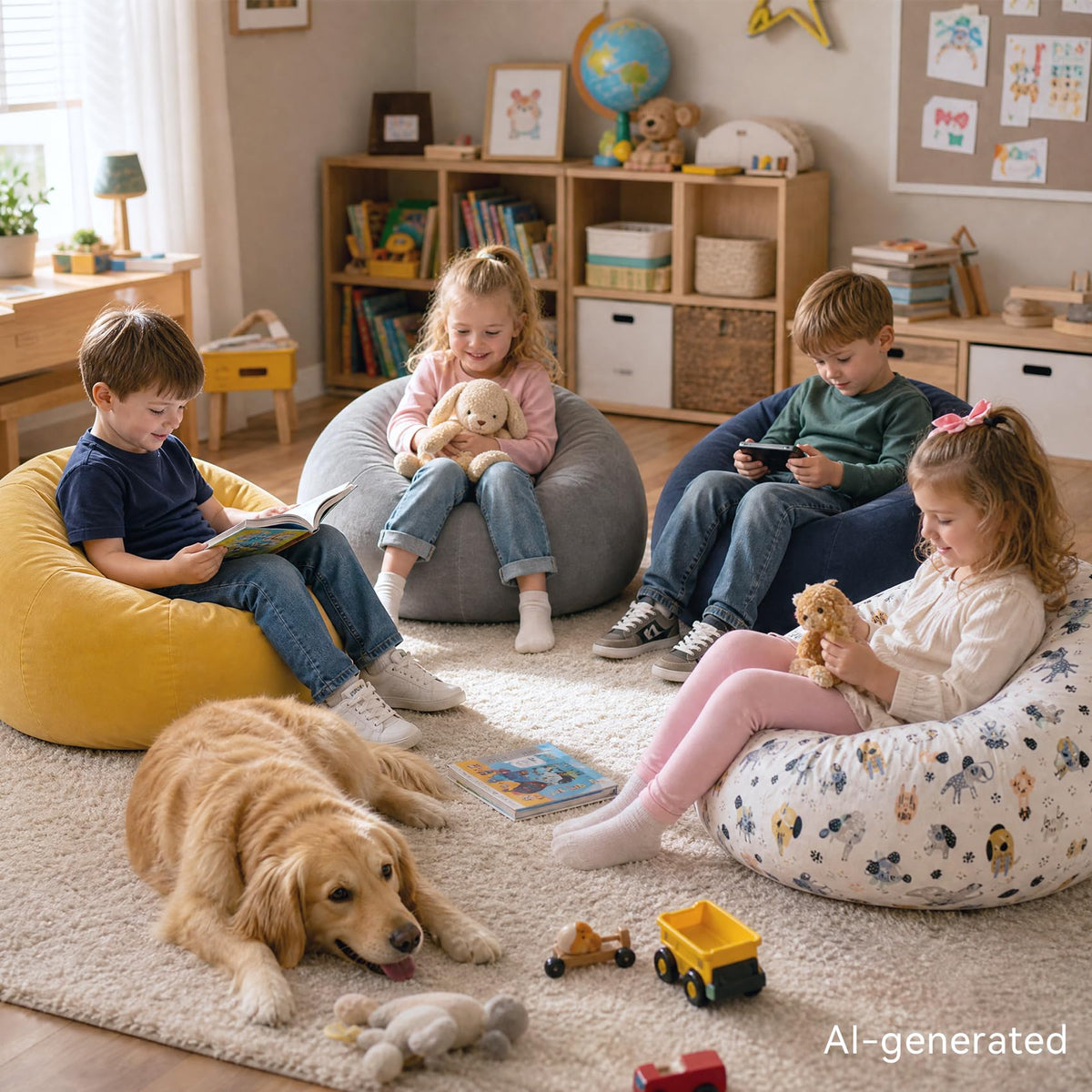 Kids Bean Bag Chair with Armrests N729