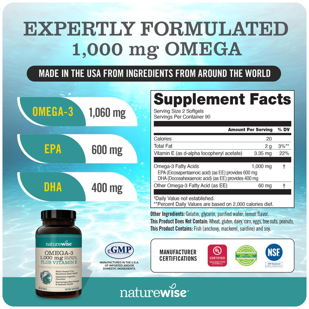 1000mg Omega 3 600mg EPA 400mg DHA 180ct & Vitamin B Complex 150 Softgels Q4003