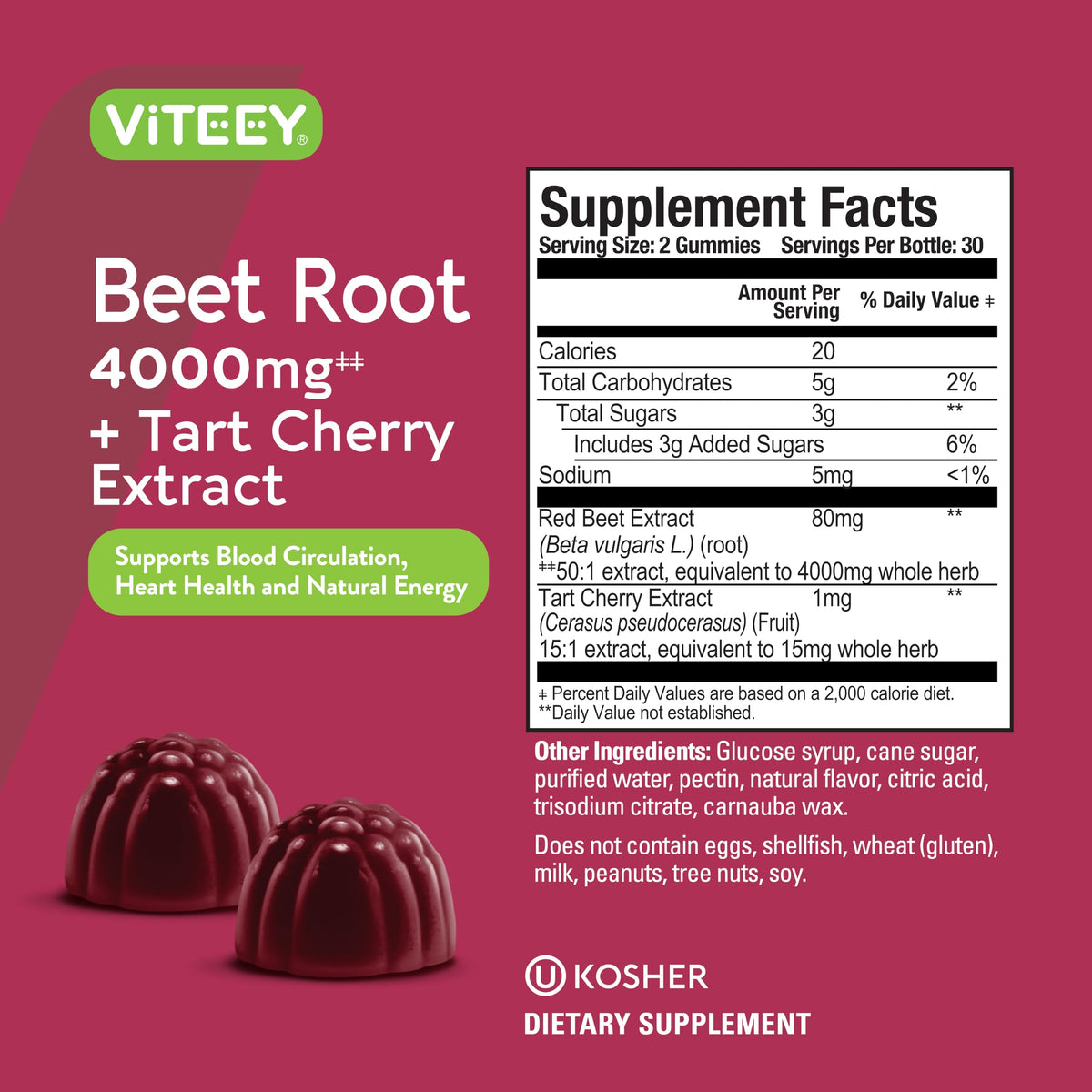 Beet Root Gummies 4000mg & Tart Cherry T528011