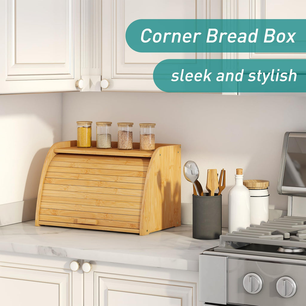 Large Bamboo Wood Bread Box F2235