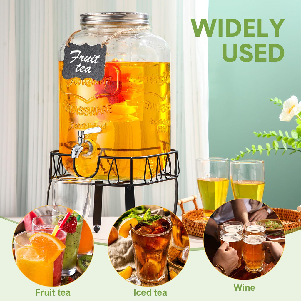 3 Gallon Glass Beverage Dispenser with Stand X9658