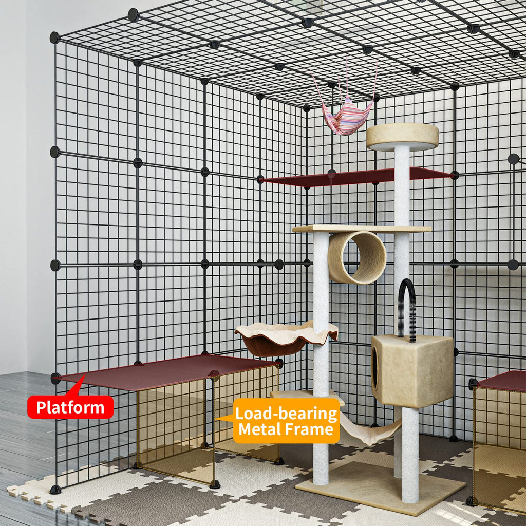Large Cat Cage Indoor Enclosure Playpen Metal Wire Kennels Crate 55L x 55W x 55H Inchs E234