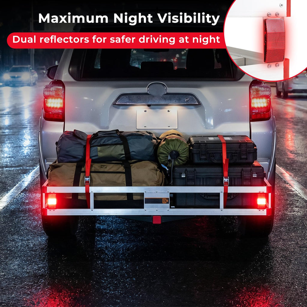 Aluminum Hitch Mount Cargo Carrier with 9" Side Rails, 500 lbs Capacity B996