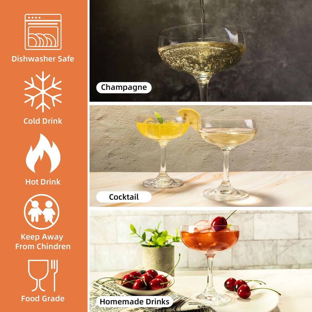7Oz Crystal Champagne Coupe Glasses Set of 12 F312