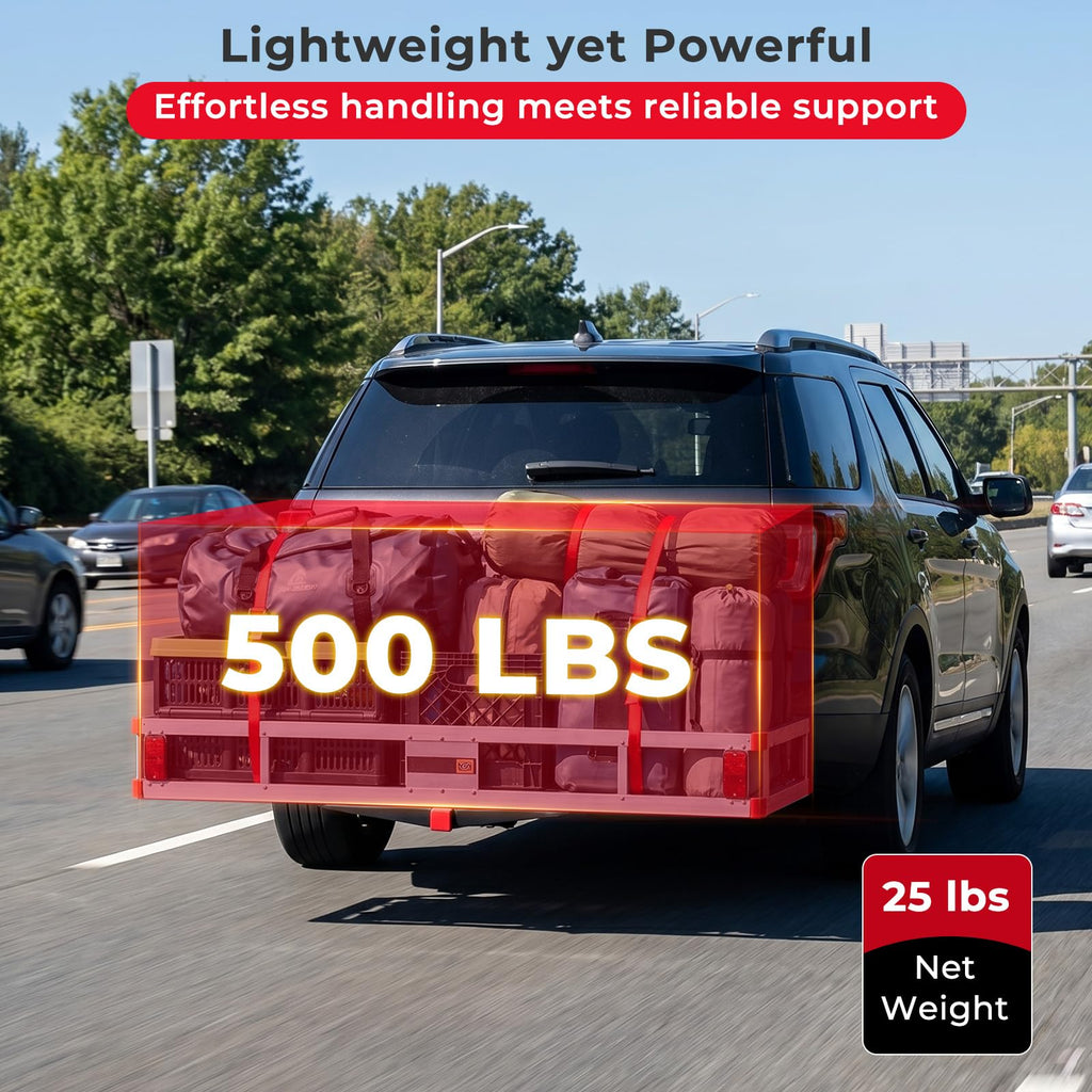 Aluminum Hitch Mount Cargo Carrier with 9" Side Rails, 500 lbs Capacity B996